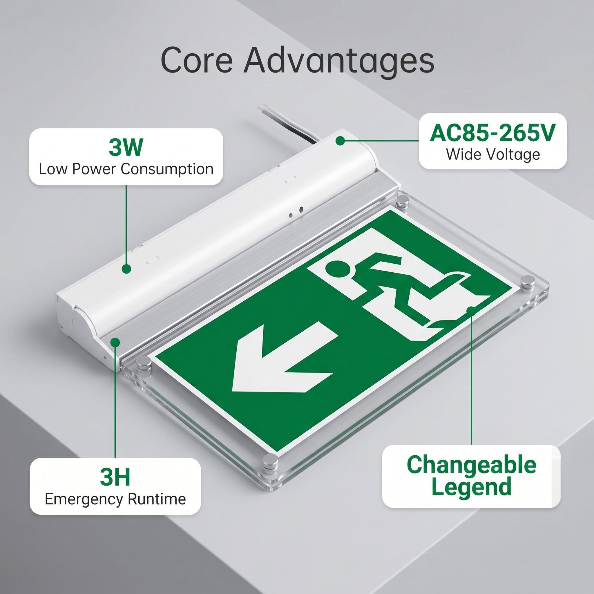 Premium Acrylic LED Exit Sign | 30m Visibility - Image 2