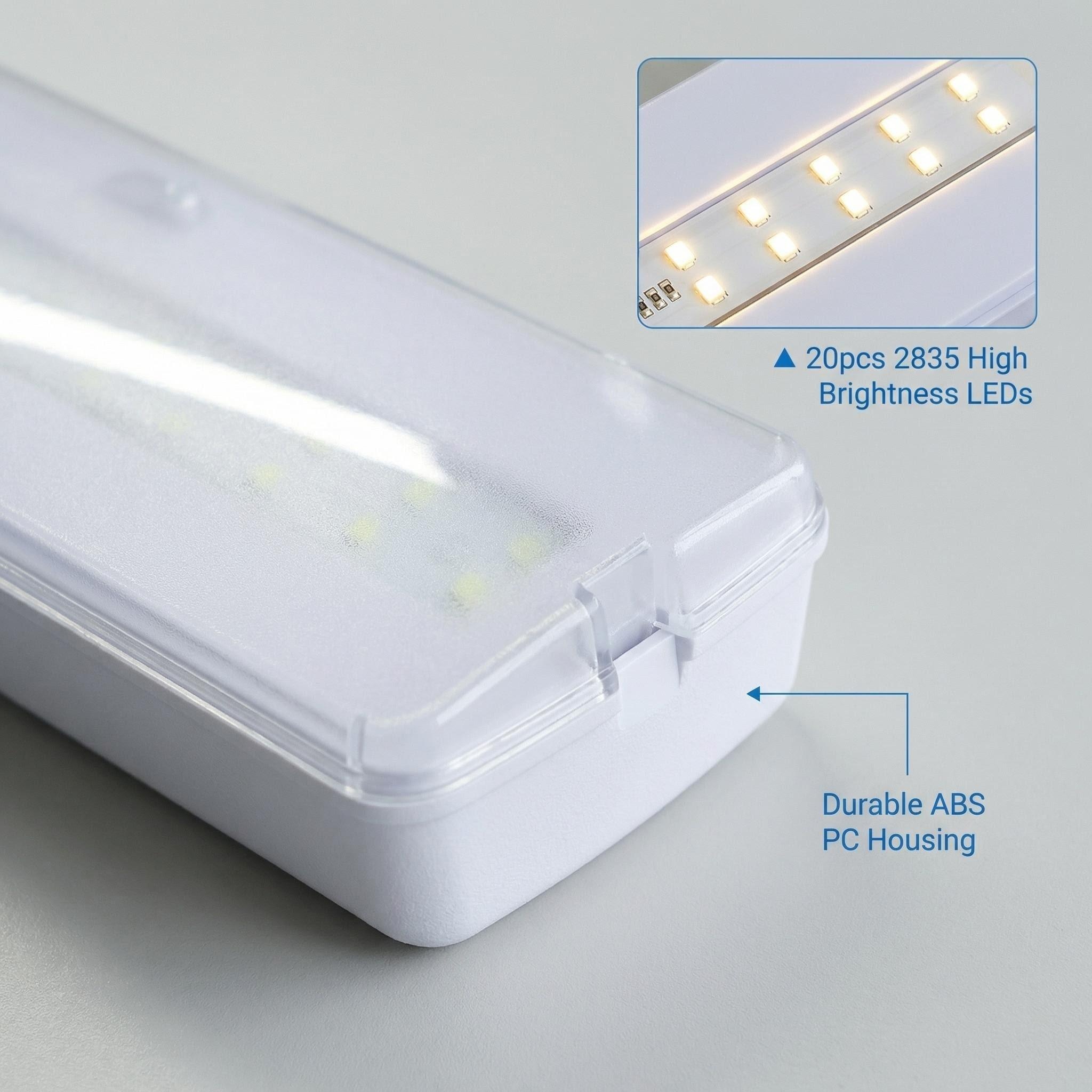 Slim LED Emergency Bulkhead | 3W Non-Maintained | 3.2V LiFePO4 Battery | Dual Surface & Recessed Mount HM-BHD02