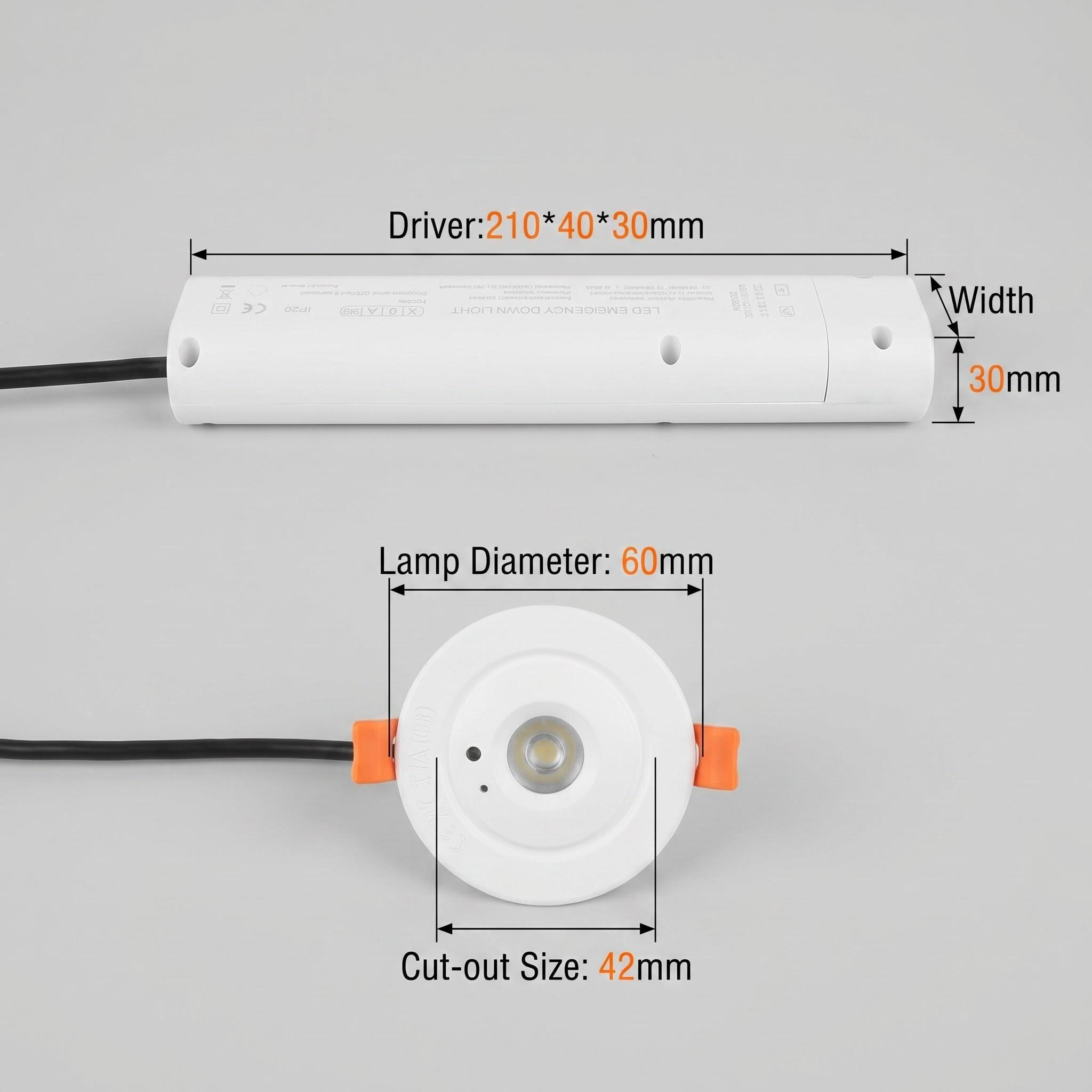 3W Non-Maintained Emergency Spotlight with 180min LiFePO4 Battery Backup HM-SPT3W-N