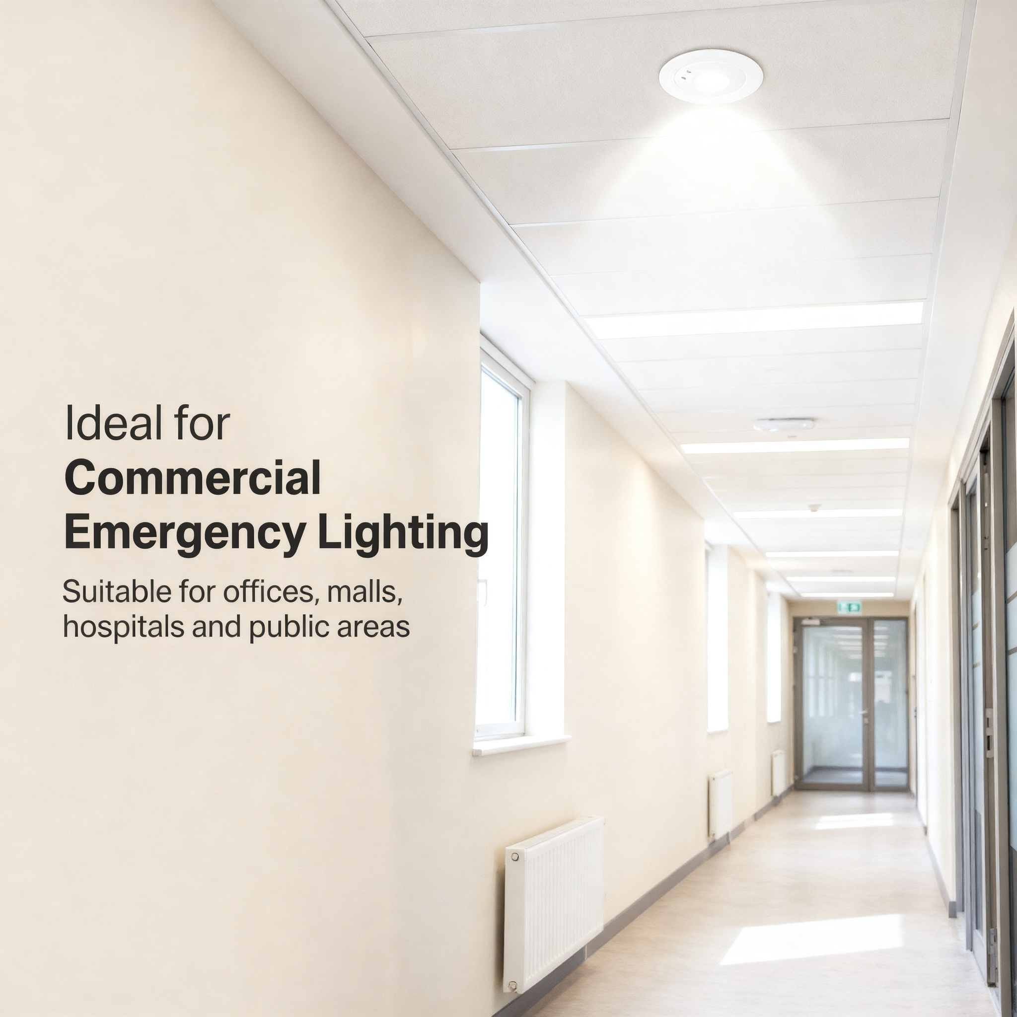 3W Non-Maintained Emergency Spotlight with 180min LiFePO4 Battery Backup HM-SPT3W-N