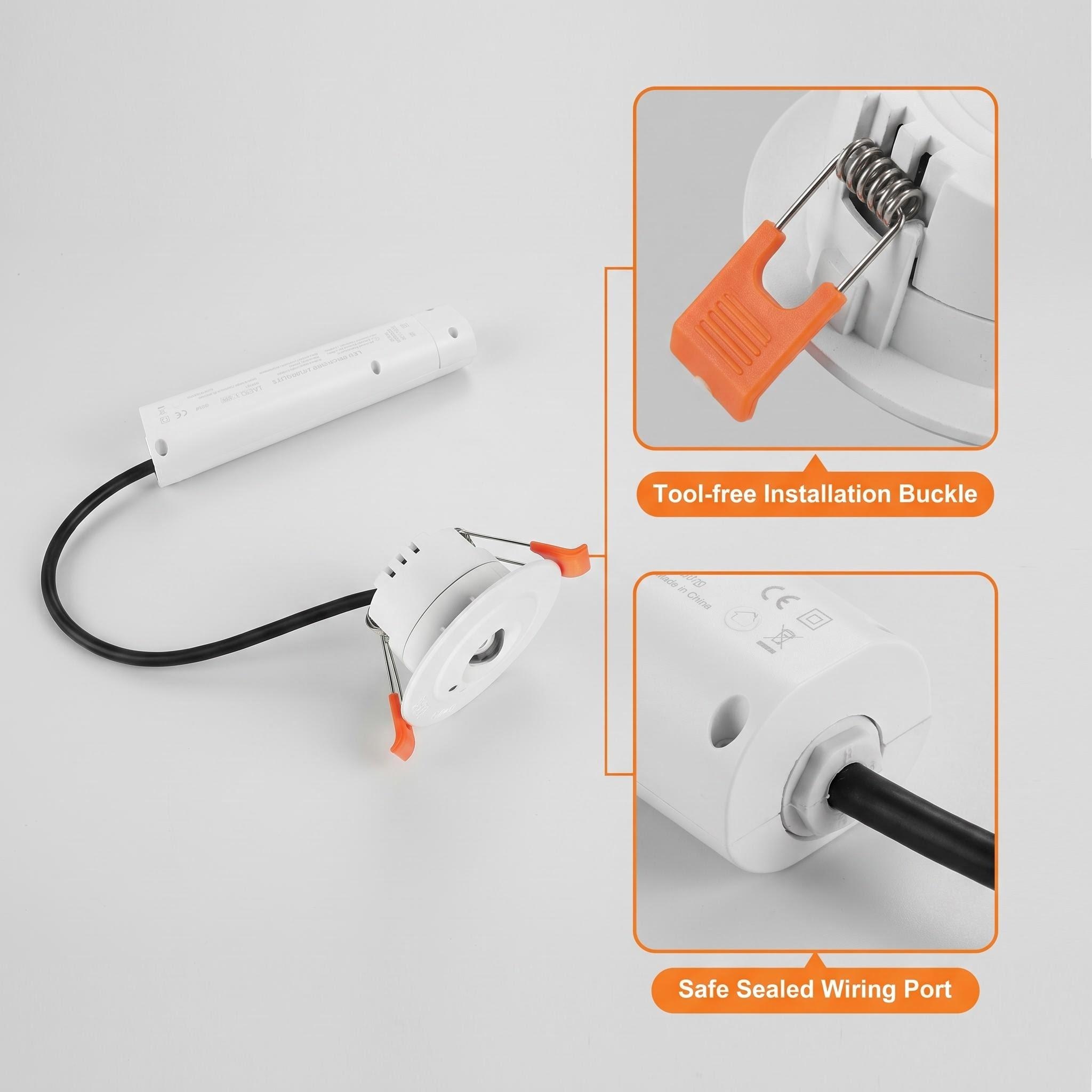 3W Non-Maintained Emergency Spotlight with 180min LiFePO4 Battery Backup HM-SPT3W-N