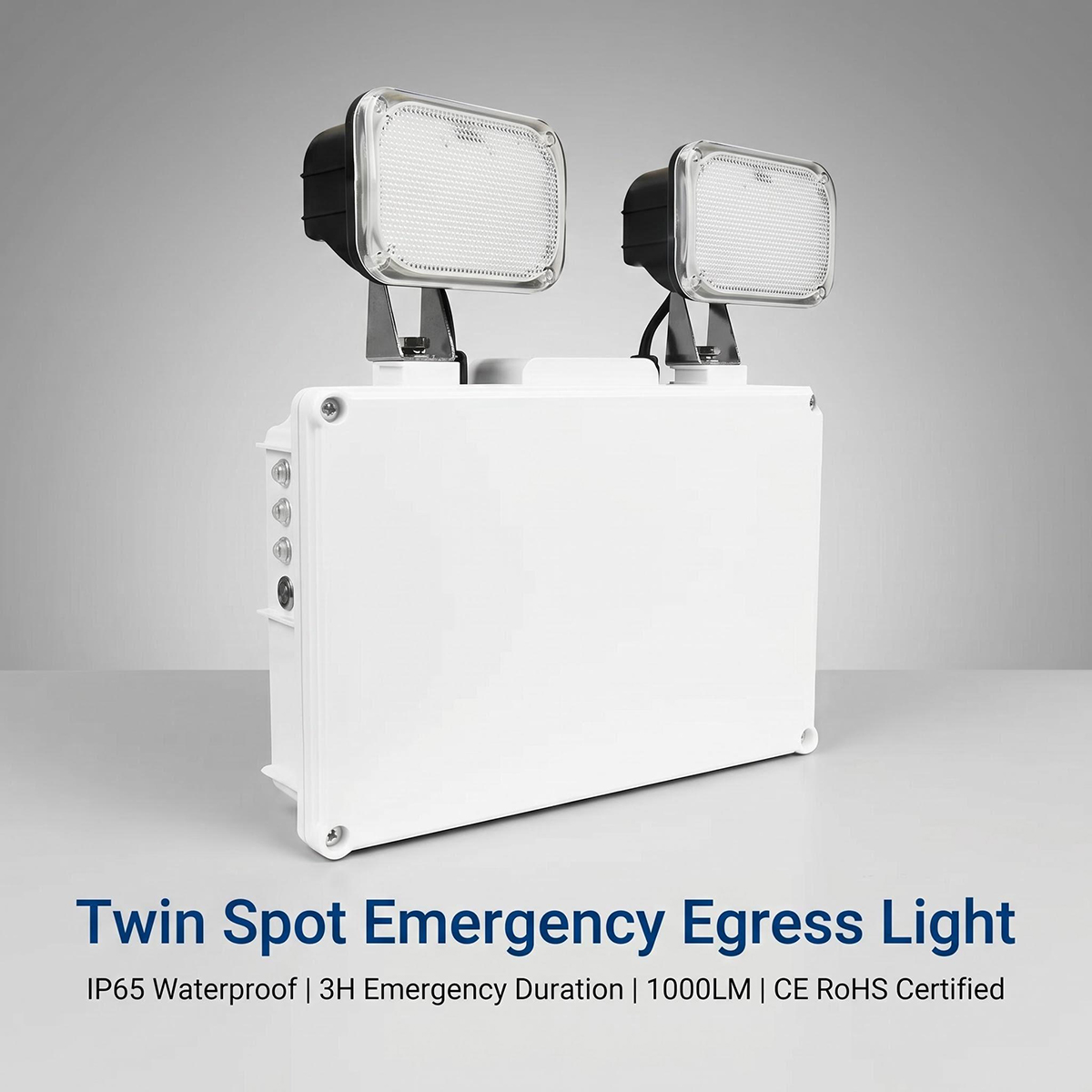 IP65 Waterproof LED Emergency Light | 1000lm High Brightness | 6000mAh LiFePO4 Battery | 2*6W Twin Head