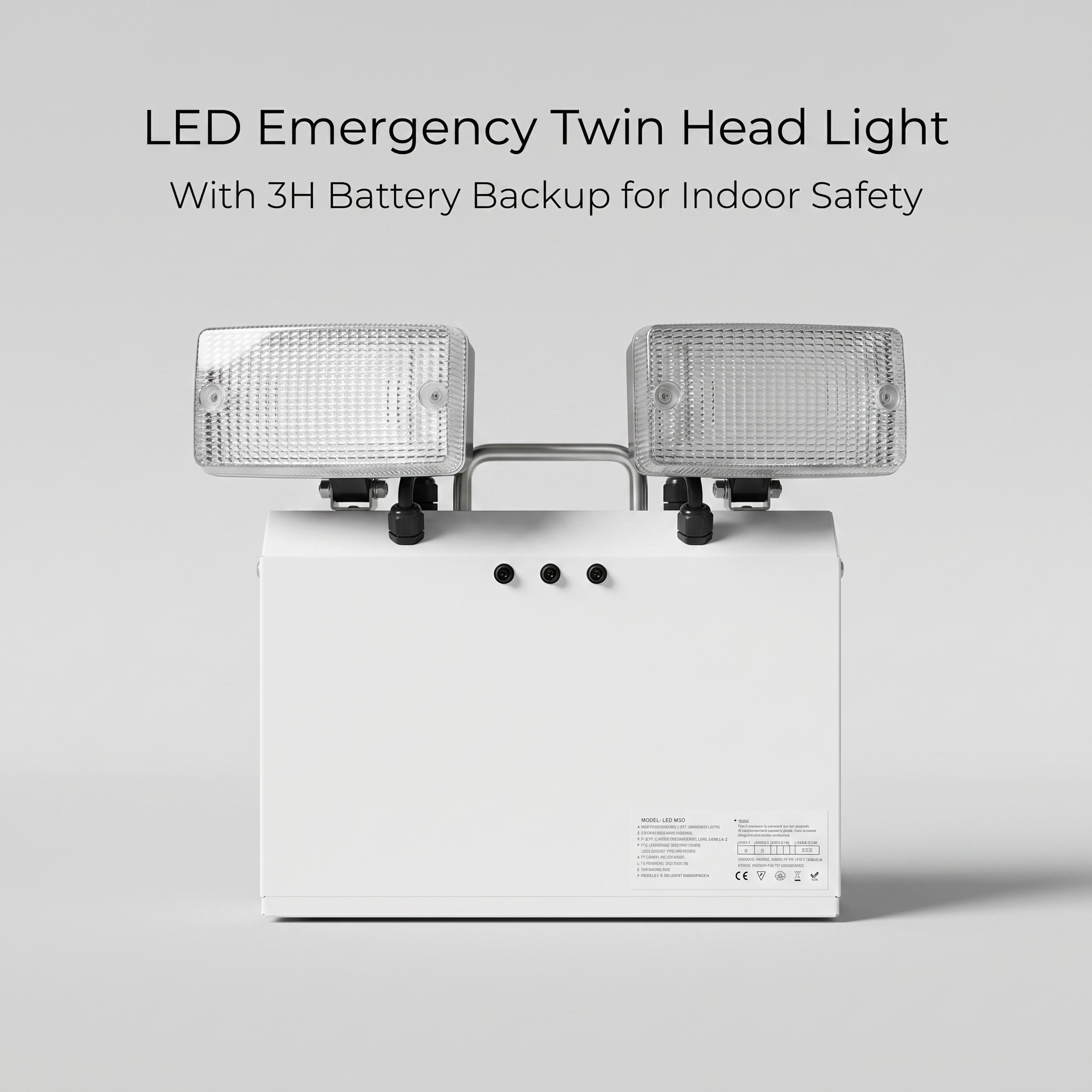 12W Metal-Cased LED Emergency Twin Spot | 1000lm | 6000mAh LiFePO4 Battery Backup HM-TWS05