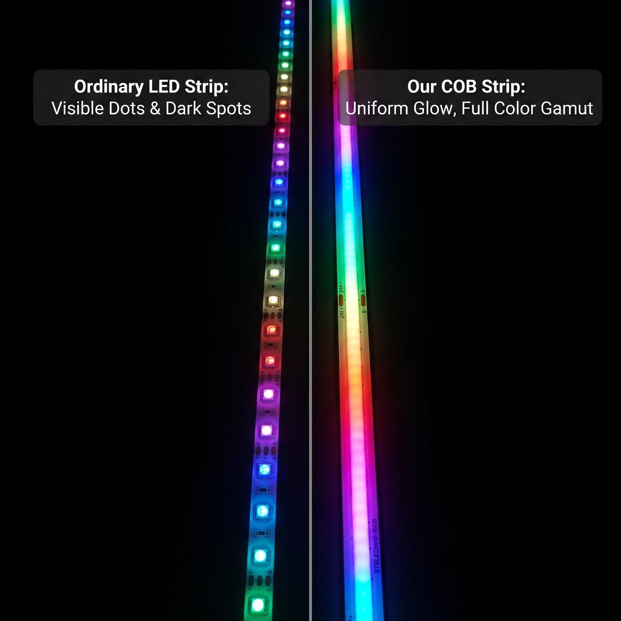Compare the lighting effect with that of ordinary light strips