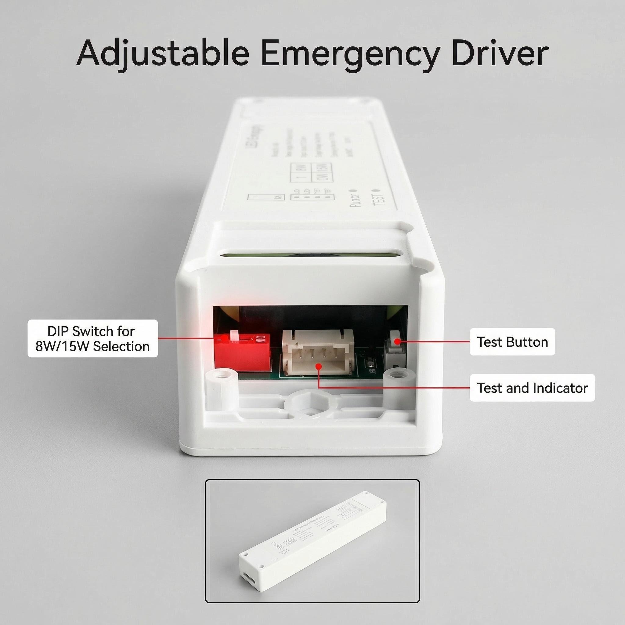 LED Emergency Driver | 8W/15W Power Selection | 90-180min Backup for 15W-100W LED Panels & Downlights EM-15W - Image 6