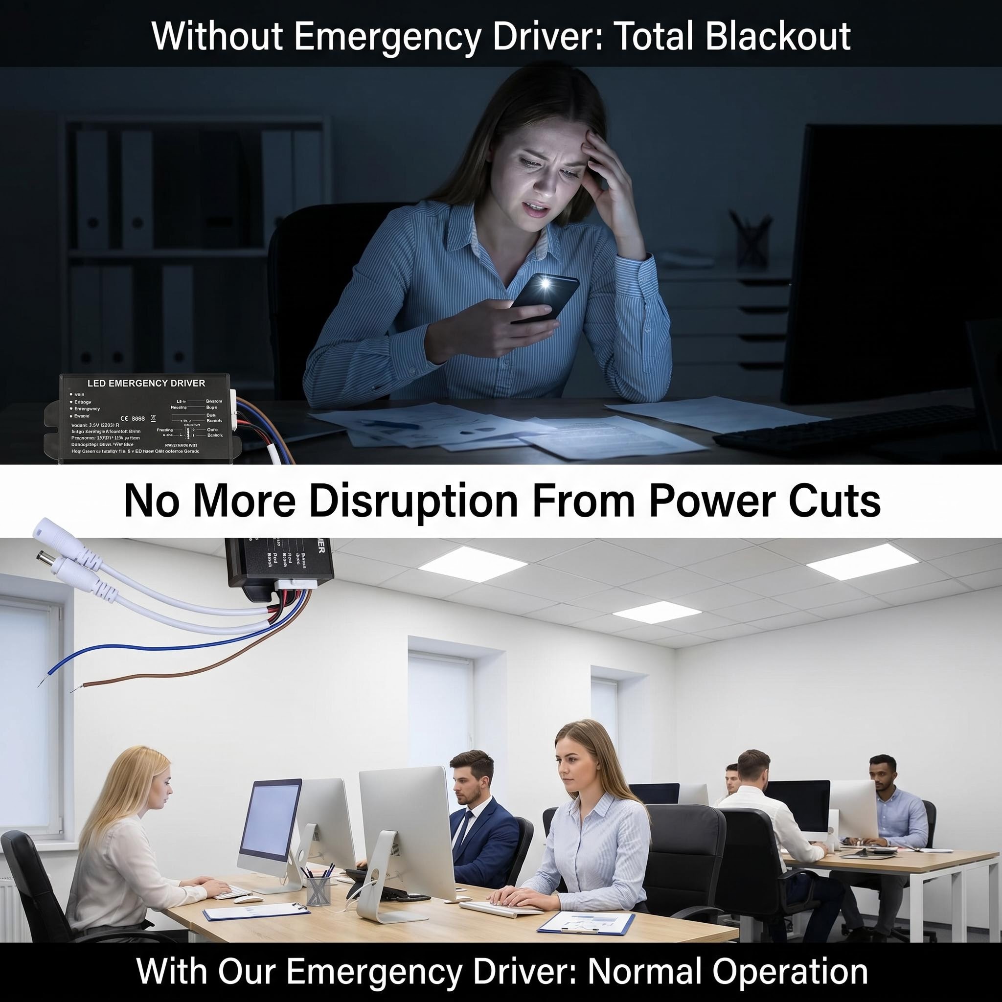 Slim LED Emergency Driver | 3-80W Wide Compatibility | 3-Hour Backup |FAT-LED-F1C