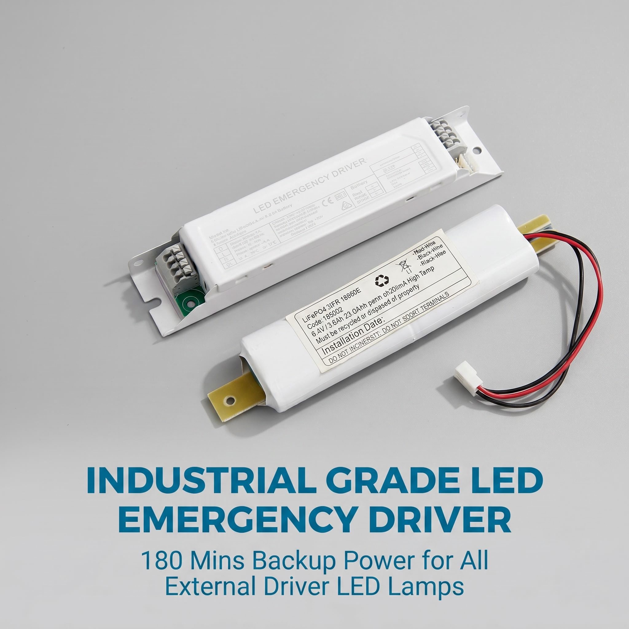 Aluminum LED Emergency Driver Kit | 8W Emergency Power | 6.4V 3600mAh LiFePO4 Battery | DC9-175V Output |LED-EMW10 - Image 7
