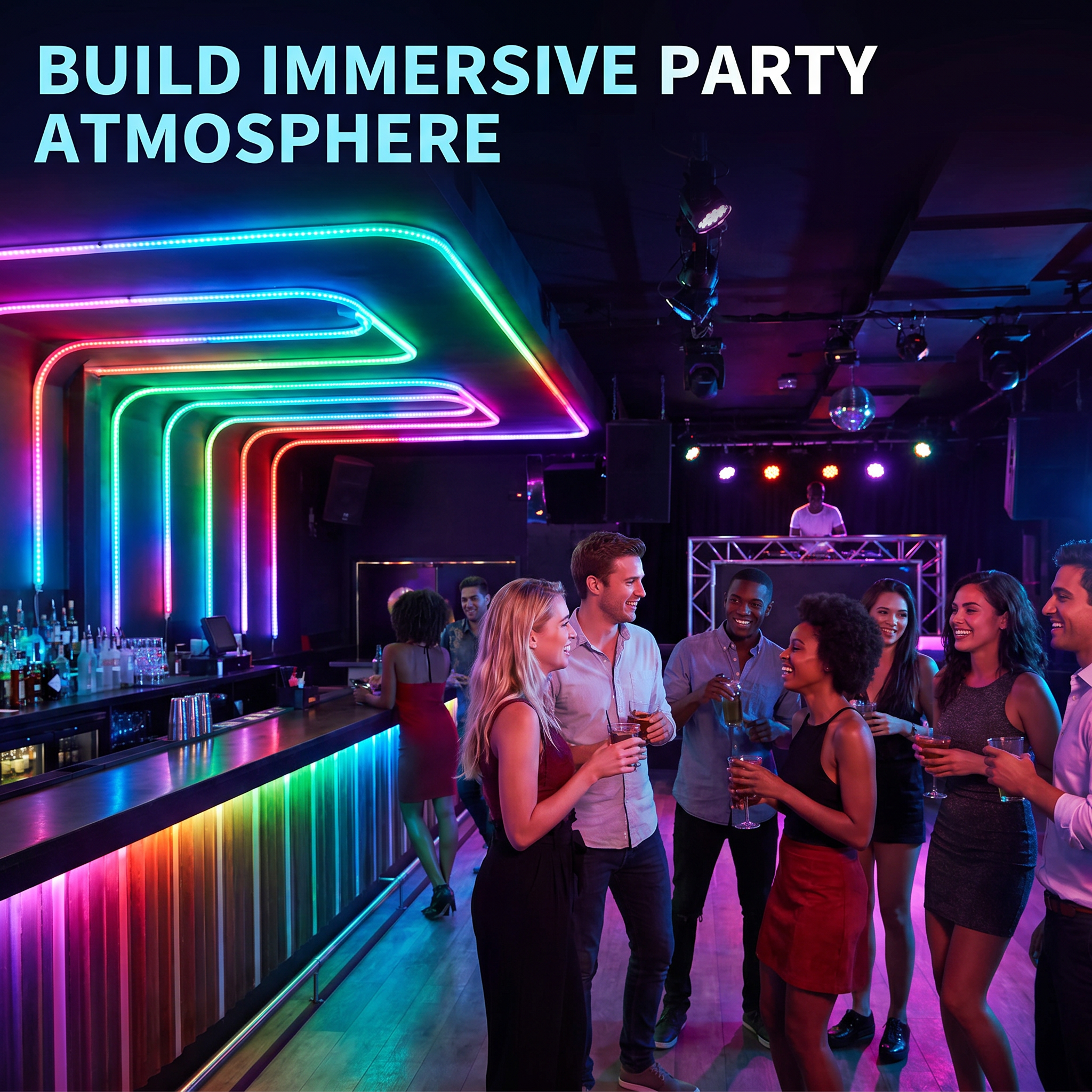 color full RGB COB strip effect in club