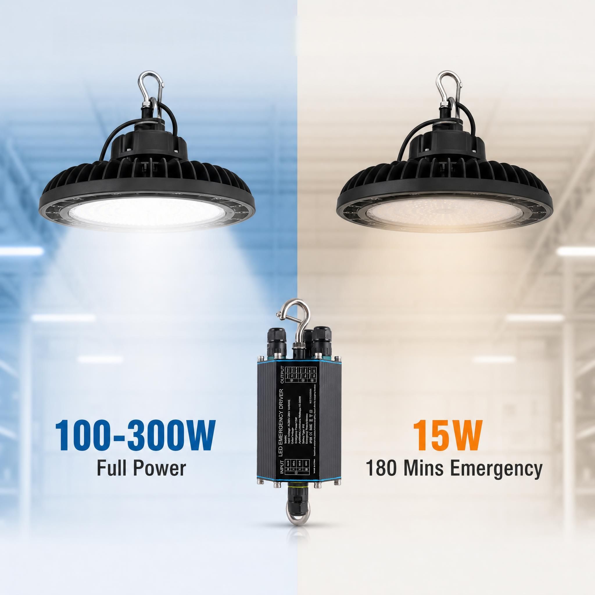 HM-EMK03P15W Emergency Mode Effect Comparison Chart - Intuitively Displays Parameters of Normal and Emergency Modes