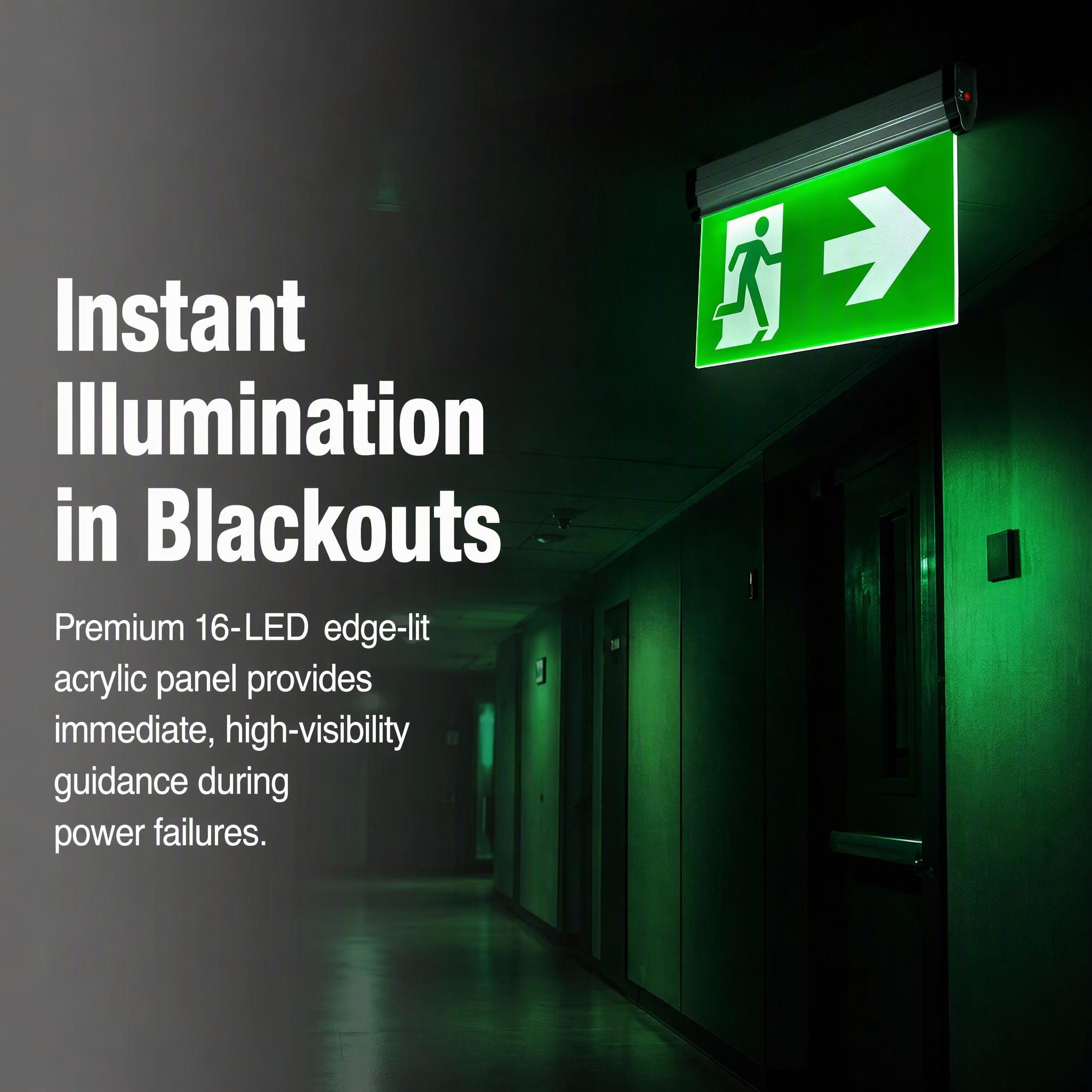 EXIT-LED-ES08 High-brightness guidance in dark field environments during emergency power outages