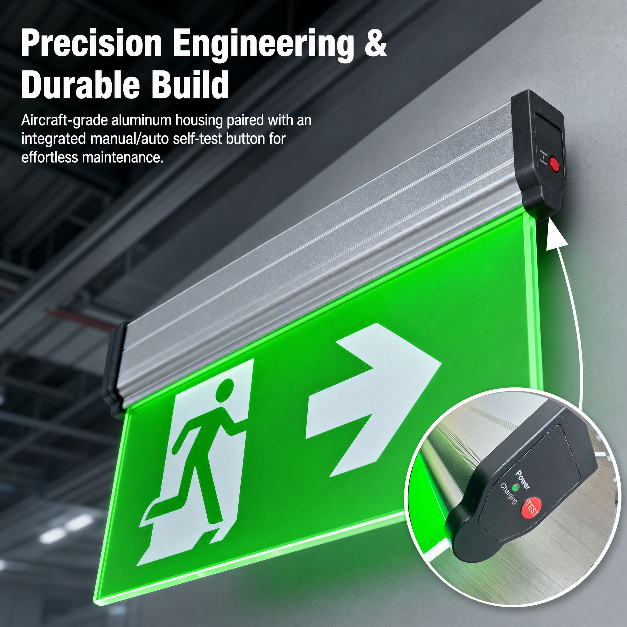 EXIT-LED-ES08 Four core industrial-grade performances